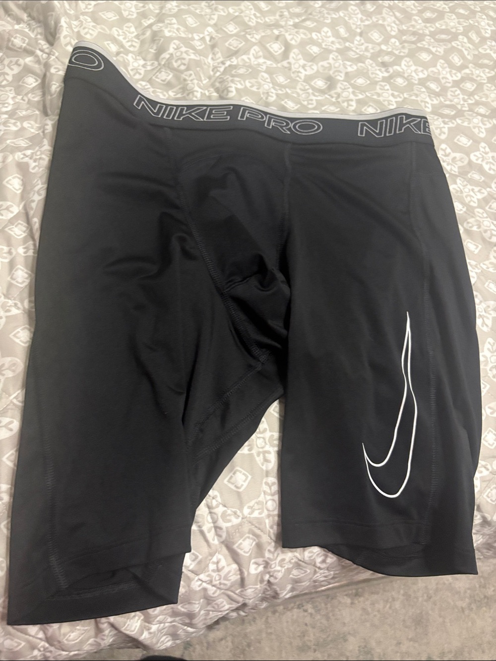 Nike Black Compression Shorts with White Swoosh